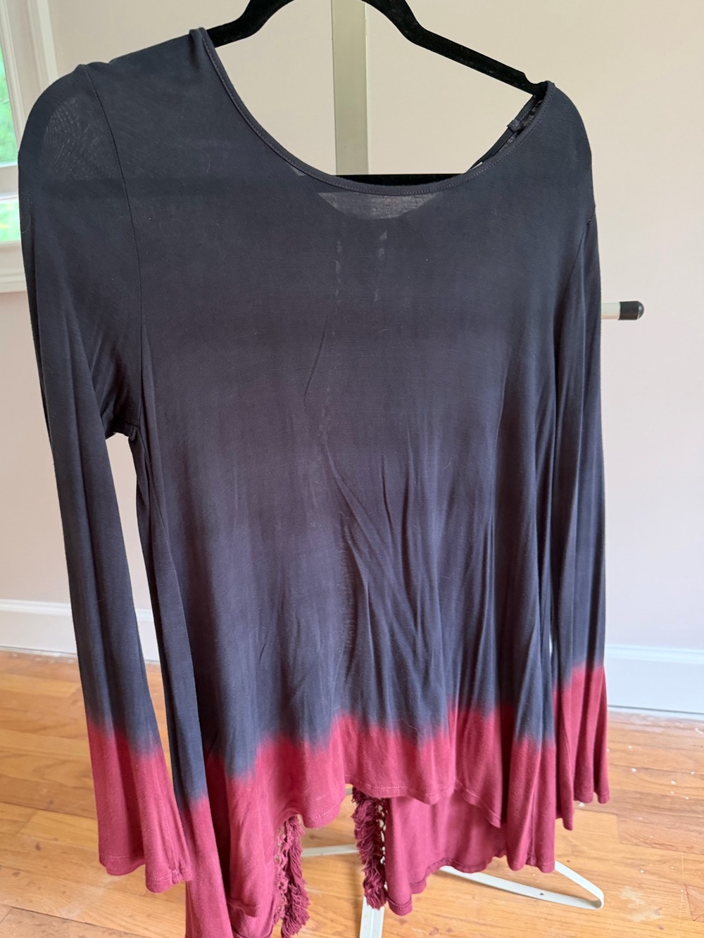 Vintage Havana Black to Wine Dip-Dye Long Sleeve Top